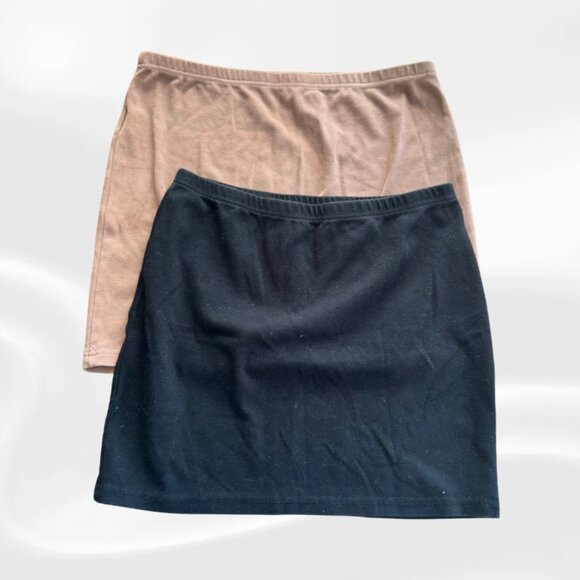 SHEIN Women’s Basic Mini Skirt Duo – Size XL – Black & Taupe – Stretchy Skirt - Picture 1 of 6